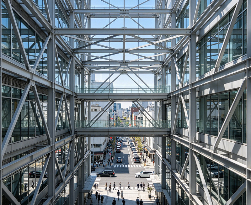 Edificios comerciales y de gran altura con estructura de acero